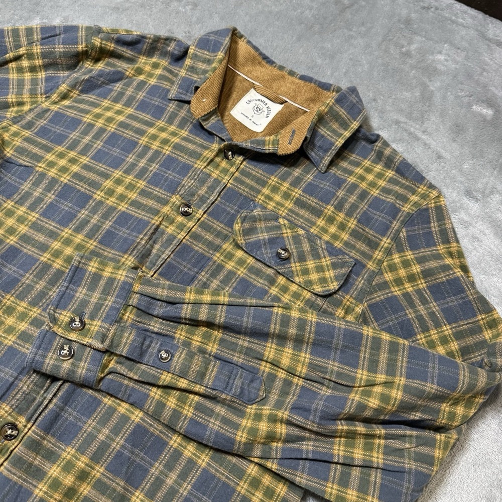 DUBINIK Customized Version Thick‎ Flannel Button-Up Shirt Sz S Corduroy Lining